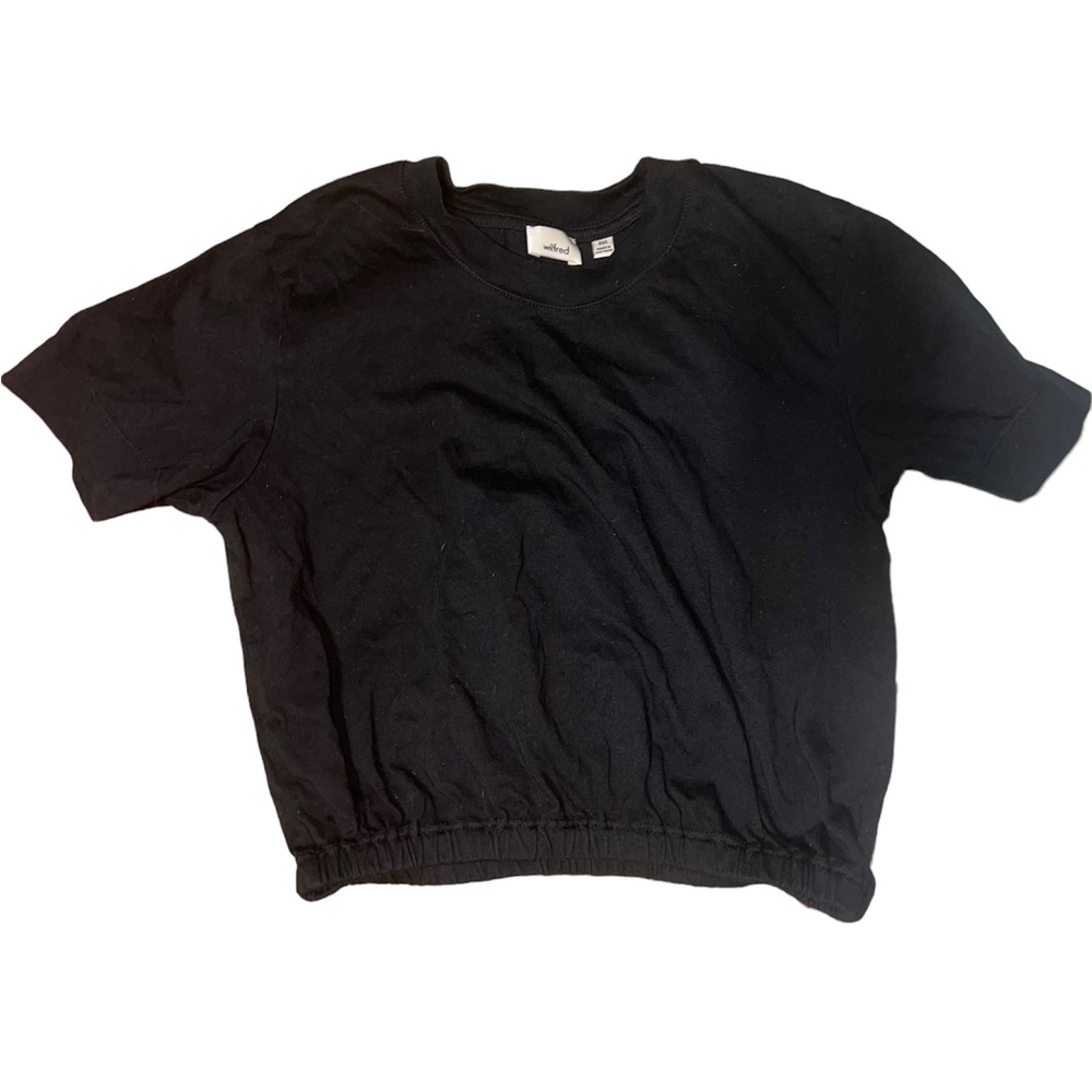 Artistic Wilfred black crop top with elastic hem fits xxs, xs, and s